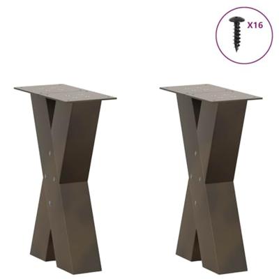 Salontafelpoten 2 st X-vormig 38x(42-43) cm staal naturel