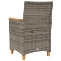 Tuinstoelen 2 st met kussens poly rattan en massief hout grijs - thumbnail