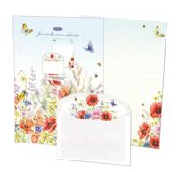 Briefpapier met enveloppen: Klaprozen, Janneke Brinkman-Salentijn - thumbnail