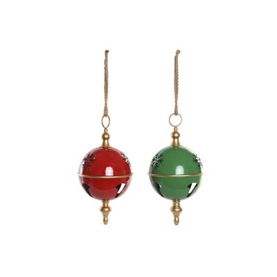 Kerstbal Home ESPRIT Rood Groen Gouden Metaal 24,5 x 24,5 x 50 cm (2 Stuks)
