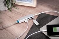 Digitus DA-70250-1 USB 3.0-hub 3 + 1 poorten Met ingebouwde netwerkaansluiting Zilver - thumbnail