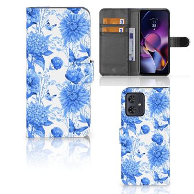 Hoesje voor Motorola Moto G54 Flowers Blue Hoesje voor Motorola Moto G54 Flowers Blue