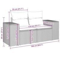 10-delige Loungeset met kussens poly rattan grijs - thumbnail