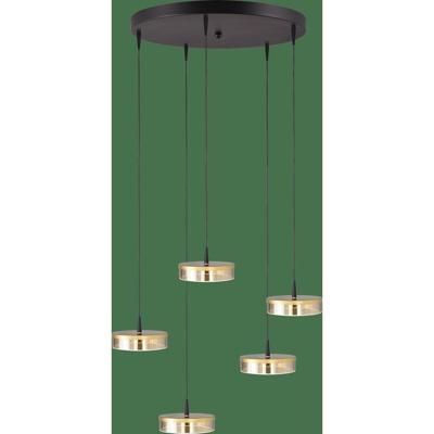 Masterlight 5-lichts hanglampImperia Ø 50cm zwart met goud - 2042-05-02-02-50-5
