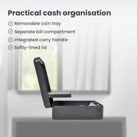 VidaXL Cash box met slot donkergrijs 30 x 24 x 9 cm staal - thumbnail