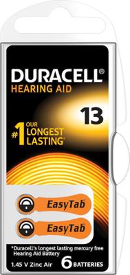 Batterij Duracell Hearing DA13 Ø7,9mm 310mAh 6 stuks
