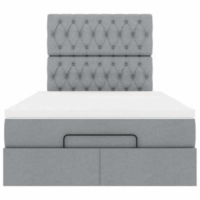 Ottoman bed met matras 120x200cm stof lichtgrijs
