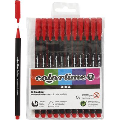Colortime fineliners, lijndikte 0,6-0,7 mm, rood, 12 stuk/ 1 doos Colortime fineliners, lijndikte 0,6-0,7 mm, rood, 12 stuk/ 1 doos