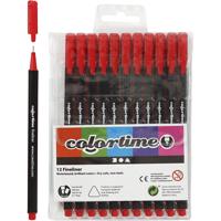Colortime fineliners, lijndikte 0,6-0,7 mm, rood, 12 stuk/ 1 doos - thumbnail