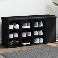 Schoenenbank 102x32x50 cm bewerkt hout zwart - thumbnail