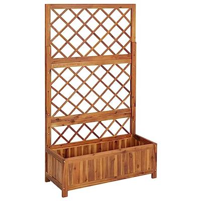 Plantenbak verhoogd met latwerk 85x38x150 cm massief acaciahout Plantenbak verhoogd met latwerk 85x38x150 cm massief acaciahout