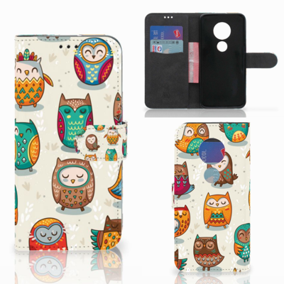 Motorola Moto G7 | G7 Plus Telefoonhoesje met Pasjes Vrolijke Uilen Motorola Moto G7 | G7 Plus Telefoonhoesje met Pasjes Vrolijke Uilen