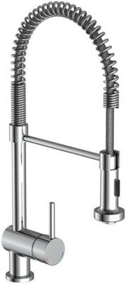 BOSTON ééngreepsmengkraan keuken met spiraalveer, chroom hoge ronde uitloop met uittrekbare uitloop en draaibereik 360° , hoogte: ca. 52 cm cold-start functie - koud water bij greep in de middelst