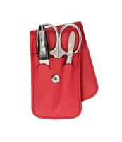 Erbe Solingen 3-delige manicure etui met drukknoopsluiting rood (erbe9014) - thumbnail