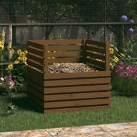 VidaXL Compostbak 80x80x78 cm massief grenenhout honingbruin - thumbnail