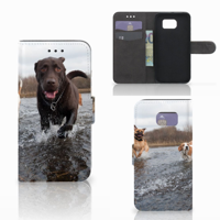 Samsung Galaxy S6 | S6 Duos Telefoonhoesje met Pasjes Honden Labrador - thumbnail