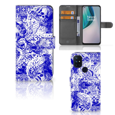 Telefoonhoesje met Naam OnePlus Nord N10 Angel Skull Blauw Telefoonhoesje met Naam OnePlus Nord N10 Angel Skull Blauw