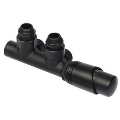 Design Onderblok Set Radiator Plieger Como Haaks Inclusief Koppeling 15 en 16 mm Mat Zwart