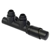 Design Onderblok Set Radiator Plieger Como Haaks Inclusief Koppeling 15 en 16 mm Mat Zwart - thumbnail