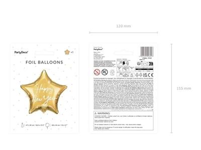 Gouden Folie Ballon Ster Happy New Year (45cm)