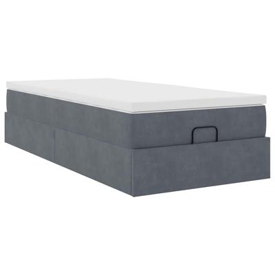 Ottoman bed met matras 90x200cm fluweel donkergrijs