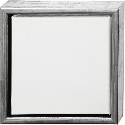 Creativ Company Canvas met lijst, afm 20x20 cm, 360 gr, antiek zilver, wit, 1 stuk