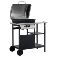 VidaXL Gasbarbecue met 3-laags zijtafel zwart en zilverkleurig - thumbnail