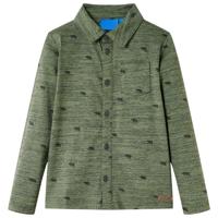 Kindershirt veeprint 140 gemleerd kakikleurig - thumbnail