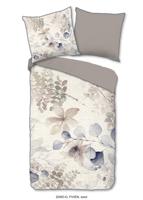 Descanso Dekbedovertrek "bladeren" - Zand - (200x200/220 cm) - Biologisch Katoen satijn - thumbnail