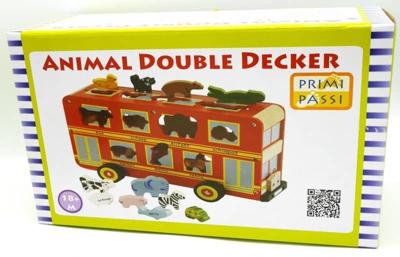 Jonotoys Prima passi dieren vormen dubbel dekker bus