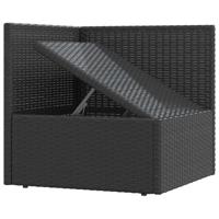 4-delige Loungeset met kussens poly rattan zwart - thumbnail