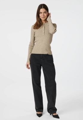 Neo Noir Panama Knit Blouse Beige Melange