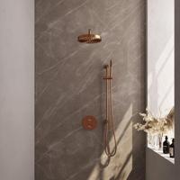 BRAUER Stripe Thermostatische Inbouw Regendouche - 3-weg - rond - SET 44 - 25cm douchekop - gebogen muurarm - staaf handdouche - doucheslang - geïntegreerde glijstang - koper geborsteld PVD 5-GK-451 - thumbnail