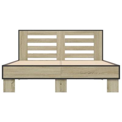 Bedframe bewerkt hout metaal sonoma eikenkleurig 150x200 cm