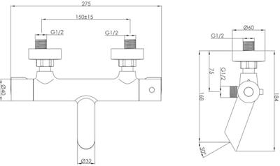 Saqu Eurotrend badkraan thermostatisch gunmetal