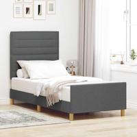 Bedframe met hoofdeinde Donkergrijs 100 x 200 cm Stof - thumbnail