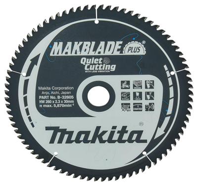 Makita Afkortzaagblad voor Hout | Makblade-Plus | Ø 260mm Asgat 30mm 80T - B-32605 Makita Afkortzaagblad voor Hout | Makblade-Plus | Ø 260mm Asgat 30mm 80T - B-32605