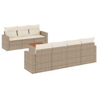 8-delige Loungeset met kussens poly rattan beige - thumbnail