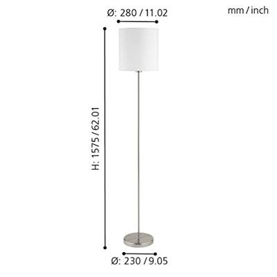 Eglo VloerlampPasteri 28cm nikkel mat met witte kap - 95164