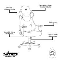 Nitro Concepts X1000 Gaming stoel Zwart/wit - thumbnail