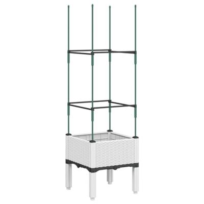 VidaXL Plantenbak met latwerk 40x40x142,5 cm polypropeen wit