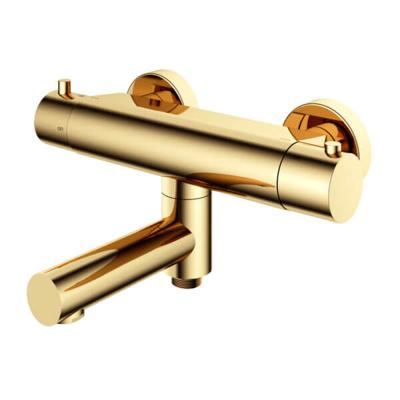 Badthermostaat Hotbath Cobber Opbouw Wegdraaibare Omstel 2-knop Gepolijst Messing Living Colours