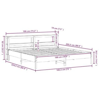 Bedframe zonder matras massief grenenhout wit 180x200 cm