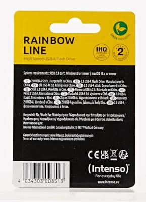 Intenso Rainbow Line USB flash drive 4 GB USB Type-A 2.0 Blauw Intenso Rainbow Line USB flash drive 4 GB USB Type-A 2.0 Blauw