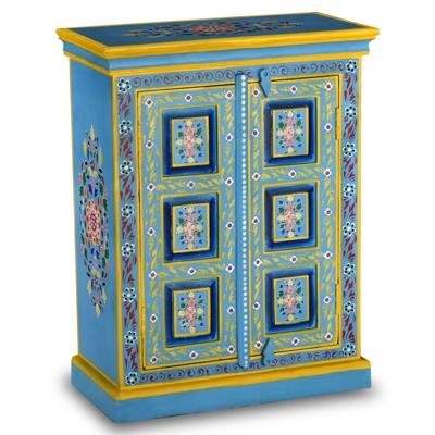 VidaXL Wandkast handgeschilderd massief mangohout turquoise