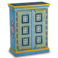 VidaXL Wandkast handgeschilderd massief mangohout turquoise - thumbnail