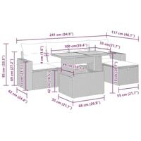 6-delige Loungeset met kussens poly rattan acacia grijs - thumbnail