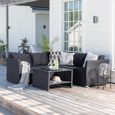 Nohr Loungeset 'Melandie' Met hoekbank en tafel, kleur Zwart Nohr Loungeset 'Melandie' Met hoekbank en tafel, kleur Zwart