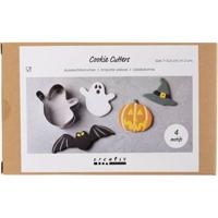 Creativ Company Uitsteekvormen, spook, pompoen, heksenhoed, vleermuis, h: 2 cm, afm 7-12,4 cm, 4 stuk/ 1 doos - thumbnail