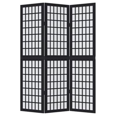 Kamerscherm met 3 panelen massief paulowniahout zwart Kamerscherm met 3 panelen massief paulowniahout zwart